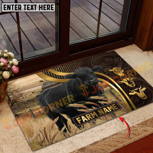 Joycorners Cattle Cow Farm Field Golden Curve Pattern Personalized Name 3D Doormat (10 Breeds)