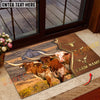 Joycorners Cattle Cow Farm Landscape Leather Badge Pattern Personalized Name 3D Doormat (10 Breeds)