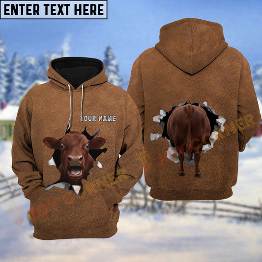 Joycorners Red Angus 3D Breakthrough Hoodie