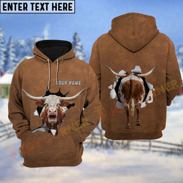 Joycorners Texas Longhorn 3D Breakthrough Hoodie