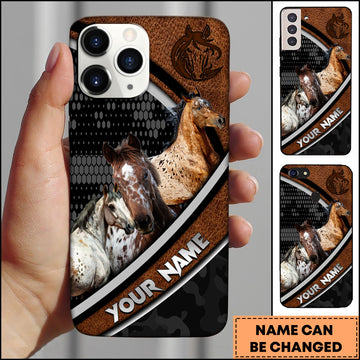 Joycorners Appaloosa Horse Black Pattern Leather Phone Case