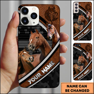 Joycorners Morgan Horse Black Pattern Leather Phone Case
