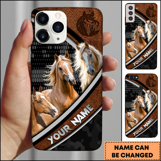 Joycorners Palomino Horse Black Pattern Leather Phone Case