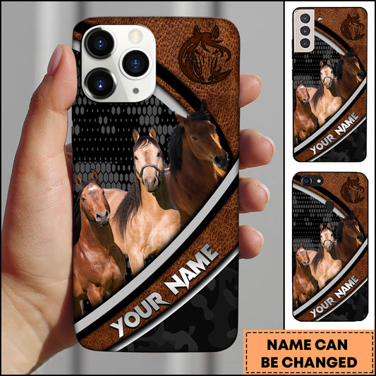 Joycorners Quarter Horse Black Pattern Leather Phone Case