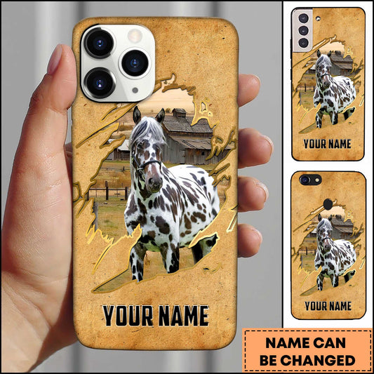 Joycorners Appaloosa Horse Vintage Farm Torn Paper Art Style Personalized Name 3D Phone Case
