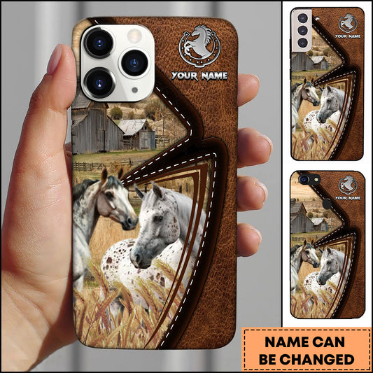 Joycorners Appaloosa Horse Rustic Farm Leather Stitch Phone Case