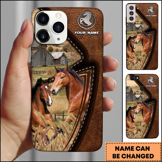Joycorners Hackney Horse Rustic Farm Leather Stitch Phone Case