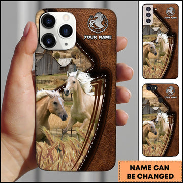 Joycorners Palomino Horse Rustic Farm Leather Stitch Phone Case