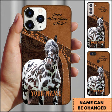 Joycorners Appaloosa Horse Western Leather Floral Embossed Design Personalized Name 3D Phone Case