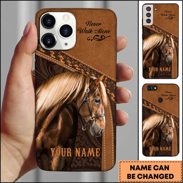 Joycorners Morgan Horse Western Leather Floral Embossed Design Personalized Name 3D Phone Case
