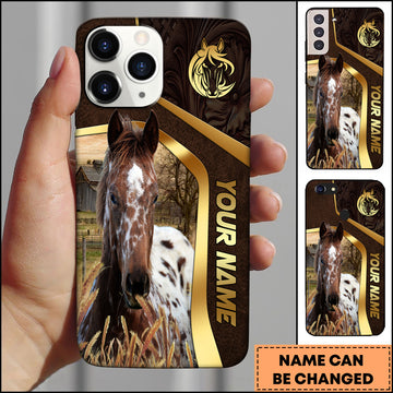 Joycorners Appaloosa Horse Leather Texture Gold Line Phone Case