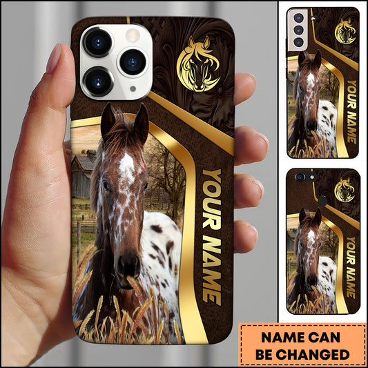 Joycorners Appaloosa Horse Leather Texture Gold Line Phone Case