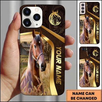 Joycorners Morgan Horse Leather Texture Gold Line Phone Case