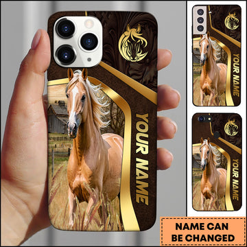 Joycorners Palomino Horse Leather Texture Gold Line Phone Case