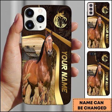 Joycorners Quarter Horse Leather Texture Gold Line Phone Case