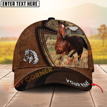 Joycorners  Horse Leather Farm Landscape Pattern Personalized Name 3D Classic Cap