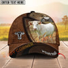 Joycorners Cattle Cow Leather Farm Landscape Pattern Personalized Name 3D Classic Cap (9 Breeds)