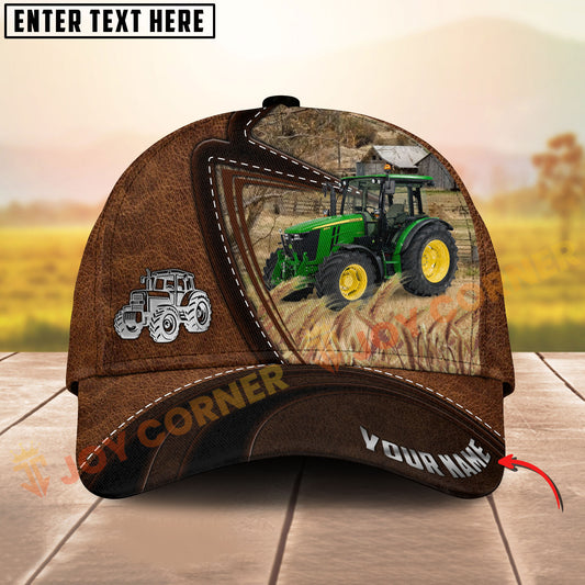 Joycorners  Tractor Leather Farm Landscape Pattern Personalized Name 3D Classic Cap