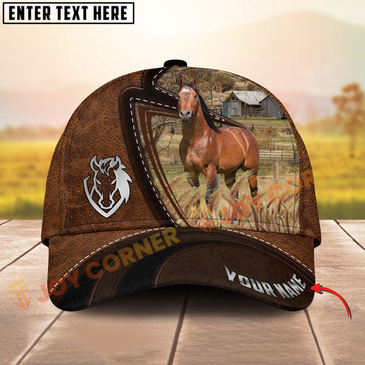 Joycorners  Quarter Horse Leather Farm Landscape Pattern Personalized Name 3D Classic Cap
