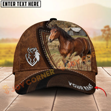 Joycorners  Warmblood Horse Leather Farm Landscape Pattern Personalized Name 3D Classic Cap