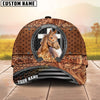 Joycorners Horse Tooled Leather Horseshoe Cross Pattern Personalized Name 3D Classic Cap  (8 Breeds)