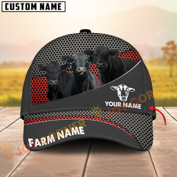 Joycorners  Black Angus Cow Honeycomb Mesh Pattern Personalized Name 3D Classic Cap