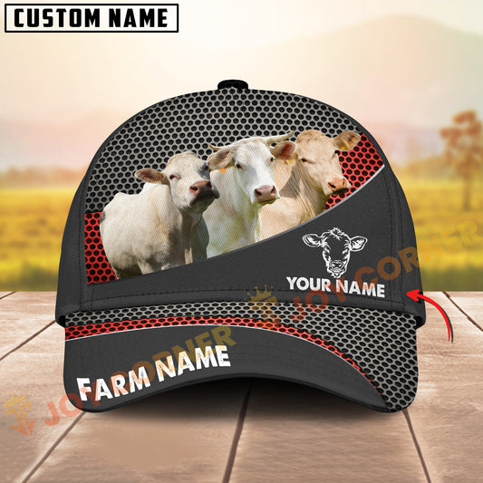 Joycorners  Charolais Cow Honeycomb Mesh Pattern Personalized Name 3D Classic Cap