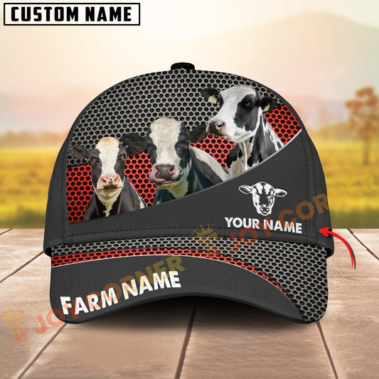 Joycorners  Holstein Cow Honeycomb Mesh Pattern Personalized Name 3D Classic Cap