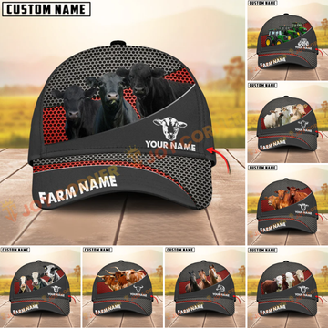 Joycorners  Farm Cattle Honeycomb Mesh Pattern Personalized Name 3D Classic Cap (8 Breeds)