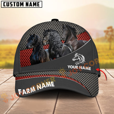 Joycorners  Friesian Horse Honeycomb Mesh Pattern Personalized Name 3D Classic Cap