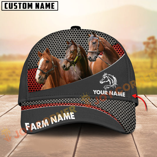 Joycorners  Thoroughbred Horse Honeycomb Mesh Pattern Personalized Name 3D Classic Cap