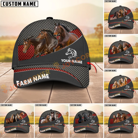 Joycorners  Horse Honeycomb Mesh Pattern Personalized Name 3D Classic Cap (8 Breeds)