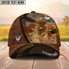 Joycorners Three Cow Leather Farm Landscape Pattern Personalized Name 3D Classic Cap (9 Breeds)