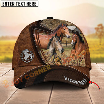 Joycorners Three Hackney Horse Leather Farm Landscape Pattern Personalized Name 3D Classic Cap