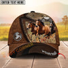 Joycorners Three Horse Leather Farm Landscape Pattern Personalized Name 3D Classic Cap (8 Breeds)