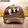 Joycorners Three Cow Tooled Leather Farm Landscape Pattern Personalized Name 3D Classic Cap (9 Breeds)