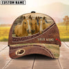 Joycorners Three Horse Tooled Leather Farm Landscape Pattern Personalized Name 3D Classic Cap  (8 Breeds)
