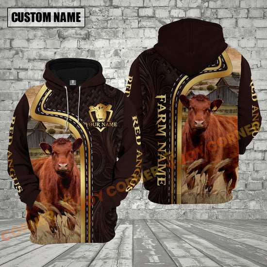 Hoodie with cow design on a brick wall background