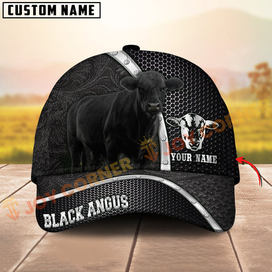 Joycorners Black & White Cow Honeycomb Texture Personalized Name 3D Cap (10 Breeds)