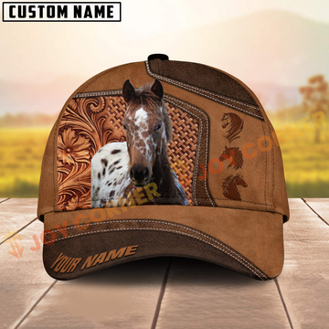 Joycorners Appaloosa Horse Western Tooled Leather 3D Pattern  Personalized Name 3D Classic Cap