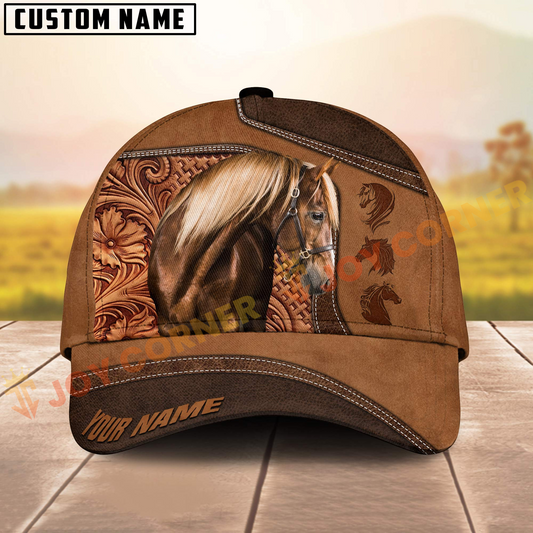 Joycorners Morgan Horse Western Tooled Leather 3D Pattern  Personalized Name 3D Classic Cap