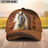Joycorners Horse Western Tooled Leather 3D Pattern  Personalized Name 3D Classic Cap (7 Breeds)