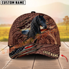 Joycorners Warmblood Horse Western Tooled Leather Pattern American Flag Personalized Name 3D Classic Cap (8 Breeds)