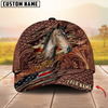 Joycorners Warmblood Horse Western Tooled Leather Pattern American Flag Personalized Name 3D Classic Cap (8 Breeds)
