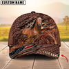 Joycorners Warmblood Horse Western Tooled Leather Pattern American Flag Personalized Name 3D Classic Cap (8 Breeds)