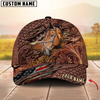 Joycorners Warmblood Horse Western Tooled Leather Pattern American Flag Personalized Name 3D Classic Cap (8 Breeds)