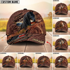 Joycorners Warmblood Horse Western Tooled Leather Pattern American Flag Personalized Name 3D Classic Cap (8 Breeds)