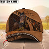 Joycorners Horse Never walk alone Quotes Tooled Leather 3D Pattern  Personalized Name 3D Classic Cap (8 Breeds)