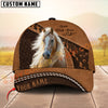 Joycorners Horse Never walk alone Quotes Tooled Leather 3D Pattern  Personalized Name 3D Classic Cap (8 Breeds)