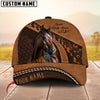 Joycorners Horse Never walk alone Quotes Tooled Leather 3D Pattern  Personalized Name 3D Classic Cap (8 Breeds)